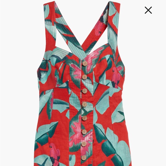 NEW FARM Rio Summer Foliage Linen Minidress
Trapunto stitching accents minidress - Picture 3 of 7